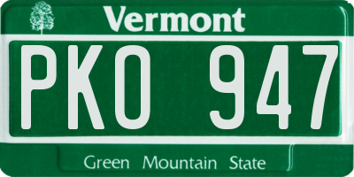 VT license plate PKO947