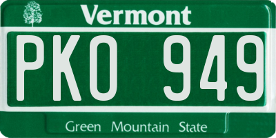 VT license plate PKO949