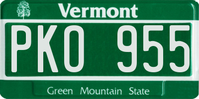 VT license plate PKO955