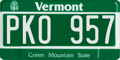 VT license plate PKO957