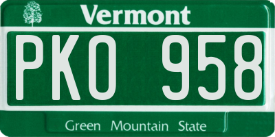 VT license plate PKO958