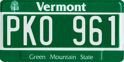 VT license plate PKO961