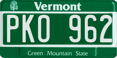 VT license plate PKO962