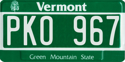 VT license plate PKO967