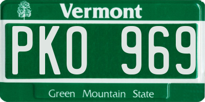 VT license plate PKO969