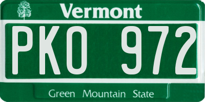 VT license plate PKO972