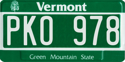 VT license plate PKO978