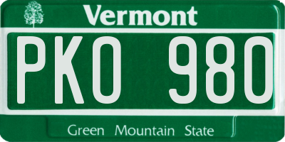 VT license plate PKO980