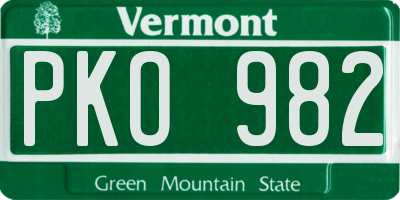 VT license plate PKO982
