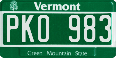 VT license plate PKO983