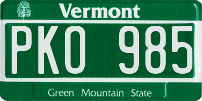 VT license plate PKO985
