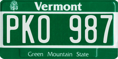 VT license plate PKO987