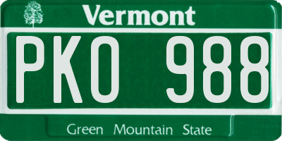 VT license plate PKO988