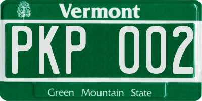 VT license plate PKP002