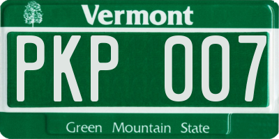 VT license plate PKP007