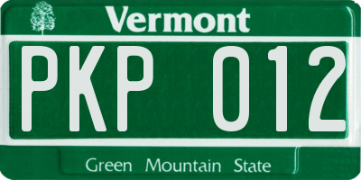 VT license plate PKP012