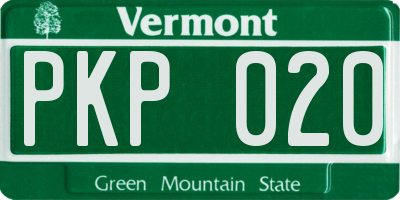 VT license plate PKP020