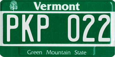 VT license plate PKP022