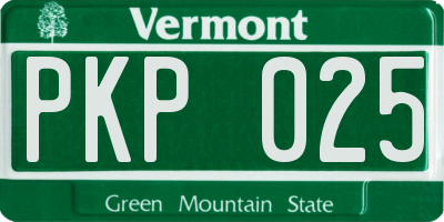 VT license plate PKP025