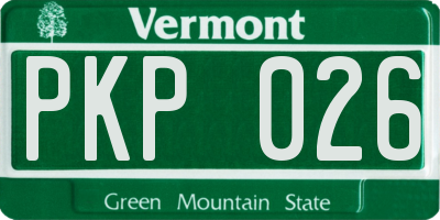 VT license plate PKP026