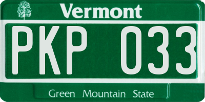 VT license plate PKP033