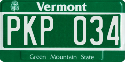 VT license plate PKP034