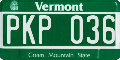 VT license plate PKP036