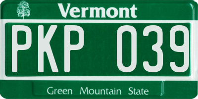 VT license plate PKP039