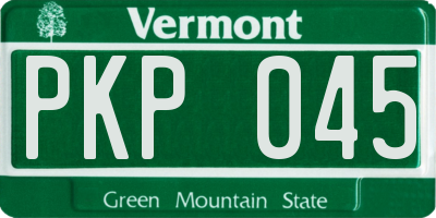 VT license plate PKP045