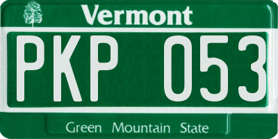 VT license plate PKP053