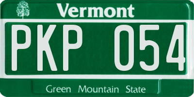 VT license plate PKP054