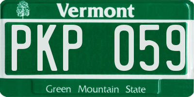 VT license plate PKP059