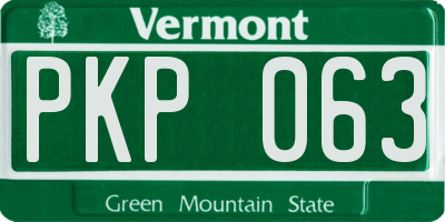 VT license plate PKP063