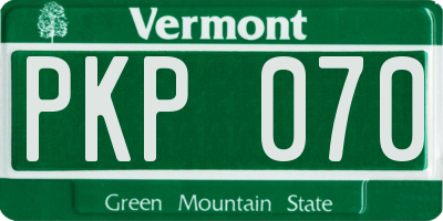 VT license plate PKP070