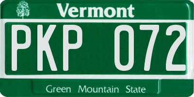 VT license plate PKP072