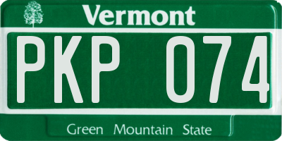 VT license plate PKP074