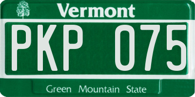 VT license plate PKP075