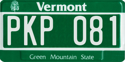 VT license plate PKP081