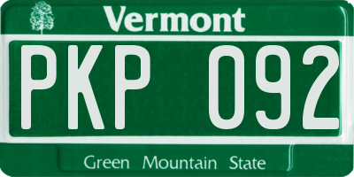 VT license plate PKP092
