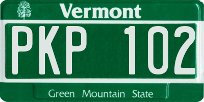 VT license plate PKP102