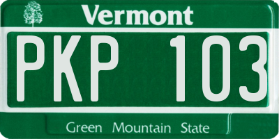 VT license plate PKP103