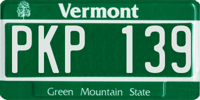 VT license plate PKP139