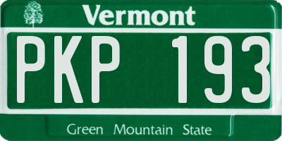 VT license plate PKP193