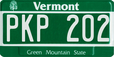VT license plate PKP202