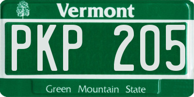 VT license plate PKP205