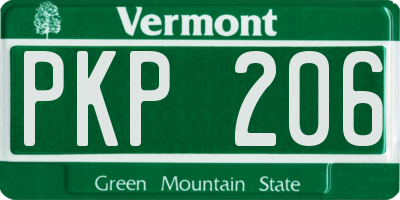 VT license plate PKP206