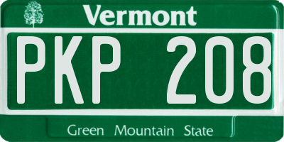 VT license plate PKP208