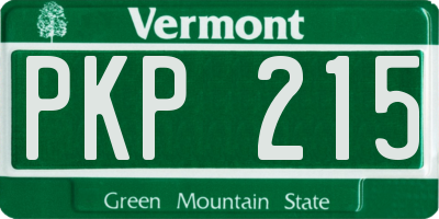 VT license plate PKP215