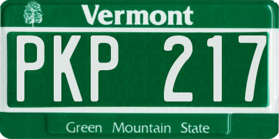 VT license plate PKP217