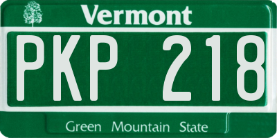 VT license plate PKP218
